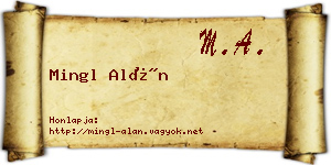 Mingl Alán névjegykártya